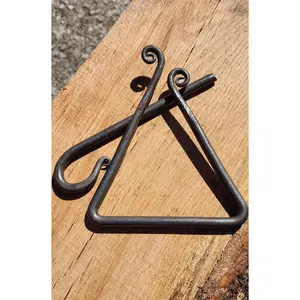 Hand-Forged Dinner Bell Triangle – Farmhouse Porch Bell with Clear Ringing Tone & Forged Striker | Rustic Outdoor Signal Bell