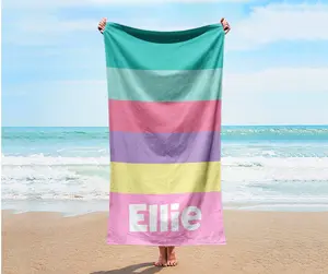 NEW Multi-color design Personalized Beach Towel Name Bath Towel Custom Pool Towel Beach Towel With Name Outside Birthday Vacation Gift