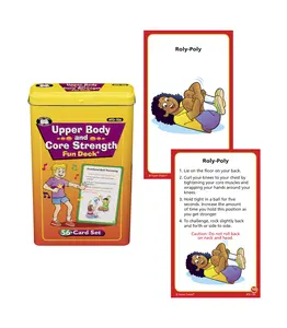 Upper Body and Core Strength Fun Deck for Kids – 56 Double-Sided Exercise Cards to Build Trunk, Shoulder, Hand and Finger Strength, Improve Coordination, Fine Motor Skills and Stability | Interactive Classroom and Home Activity Deck with Storage Tin