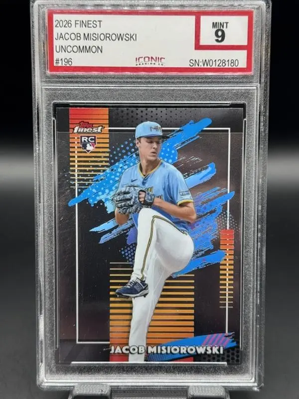 2026 Topps Finest Jacob Misiorowski Miz MLB ROOKIE Baseball Card Uncommon #196 Graded MINT 9