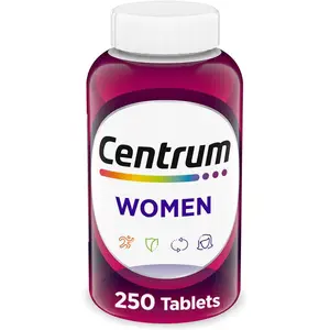 Centrum Multivitamin for Women, Multimineral Supplement with Iron, Vitamin D3, B Vitamins and Antioxidant Vitamins C and E, Gluten Free, Non-GMO Ingredients - 250 Count