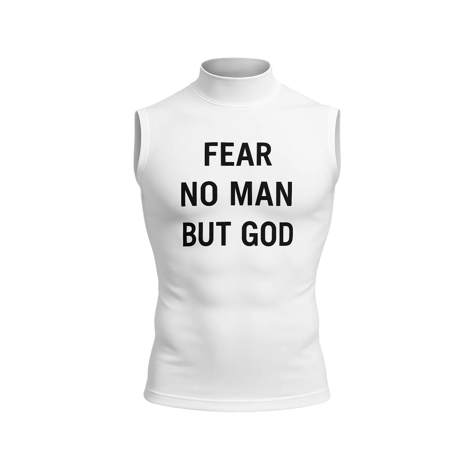 " Fear No Man But God " High Collar Sleeveless Shirt - Summer Dri-Fit Fabric, Bold Front Print, Lightweight & Breathable for Training