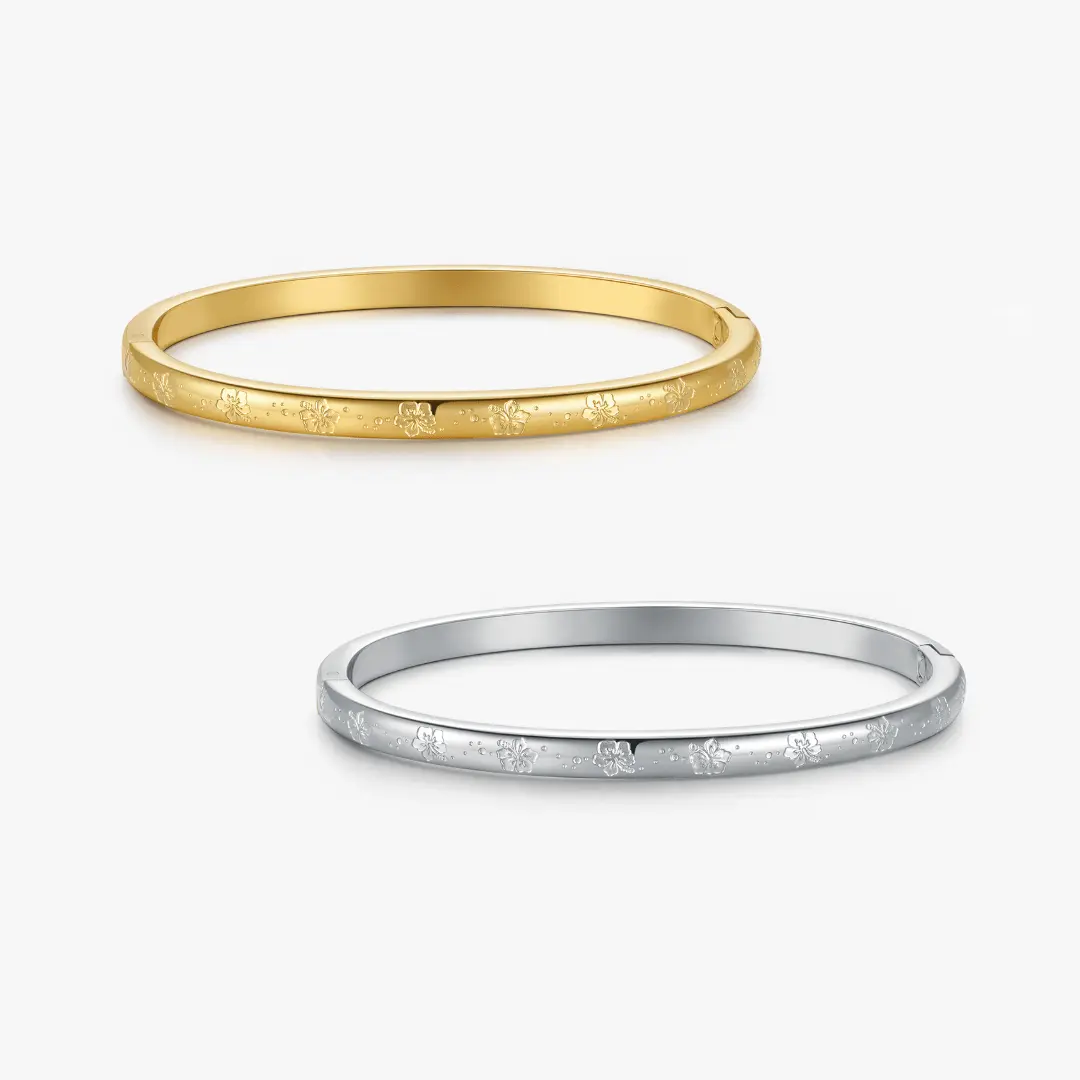 Hibiscus Stacker Cuff Bangle Bracelet Hibiscus Stacker Cuff Bangle Bracelet