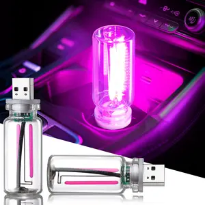 [Wholesale] Two purple USB car lights, touch-sensitive LED night lights, bedroom decorative lights, USB mini bulbs, suitable for parties, hallways, touch-sensitive mini USB retro glass bottle lights, car decorative lights.