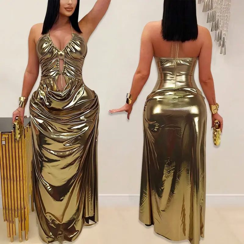 long gold bodycon dress Gold Bodycon Party Dress main image 0