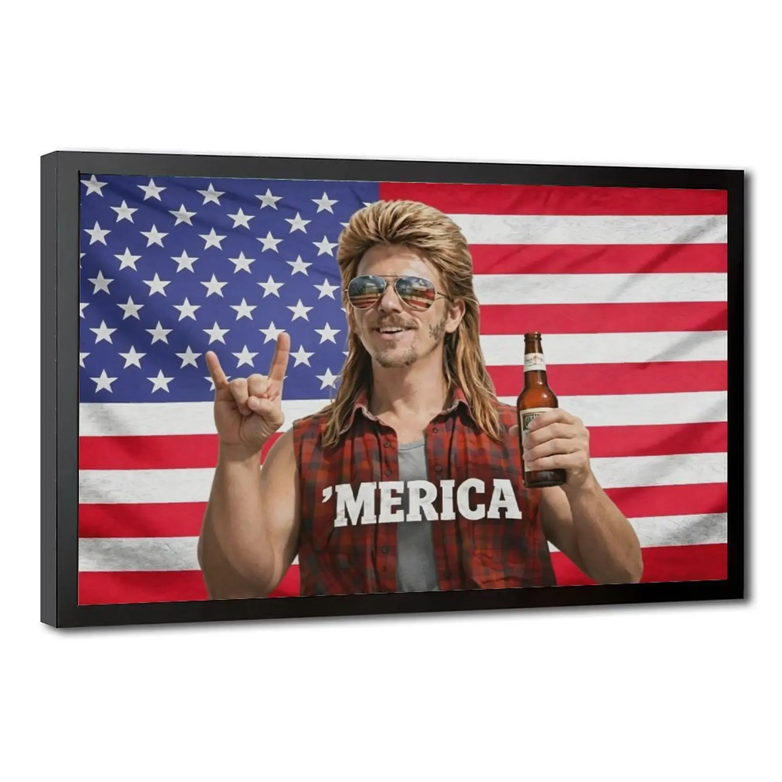 Minimalist Artistic "Americana" Mullet Hairstyle Patriotic Plain Poster - Frame-Ready Wall Decor, Ideal for Pickup Trucks, Great Gift for Independence Day Freedom Lovers