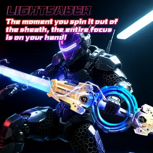 Rotatable Double Lightsaber Toy, flame style, USB Rechargeable Lightsaber, Light Up Saber, RGB lights, realistic sound, full LED effects, durable prop for ages 6+. Great for role play, parties & holiday gifts. Comes with Type-C cable, rechargeable.