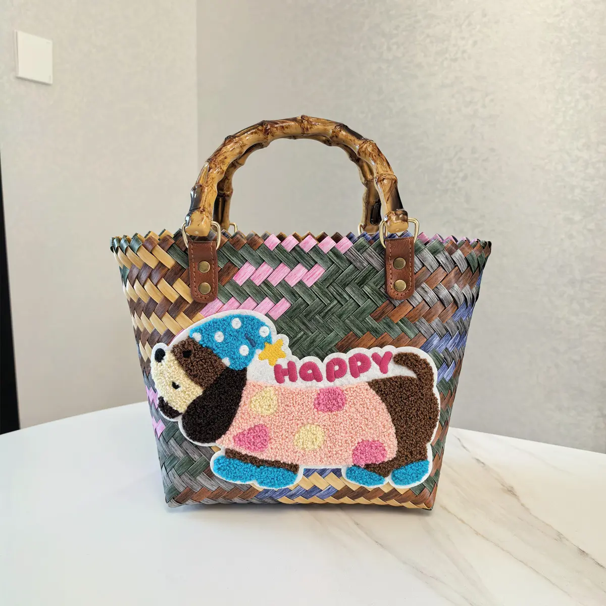 Bamboo handle six colors (HAPPY dog)