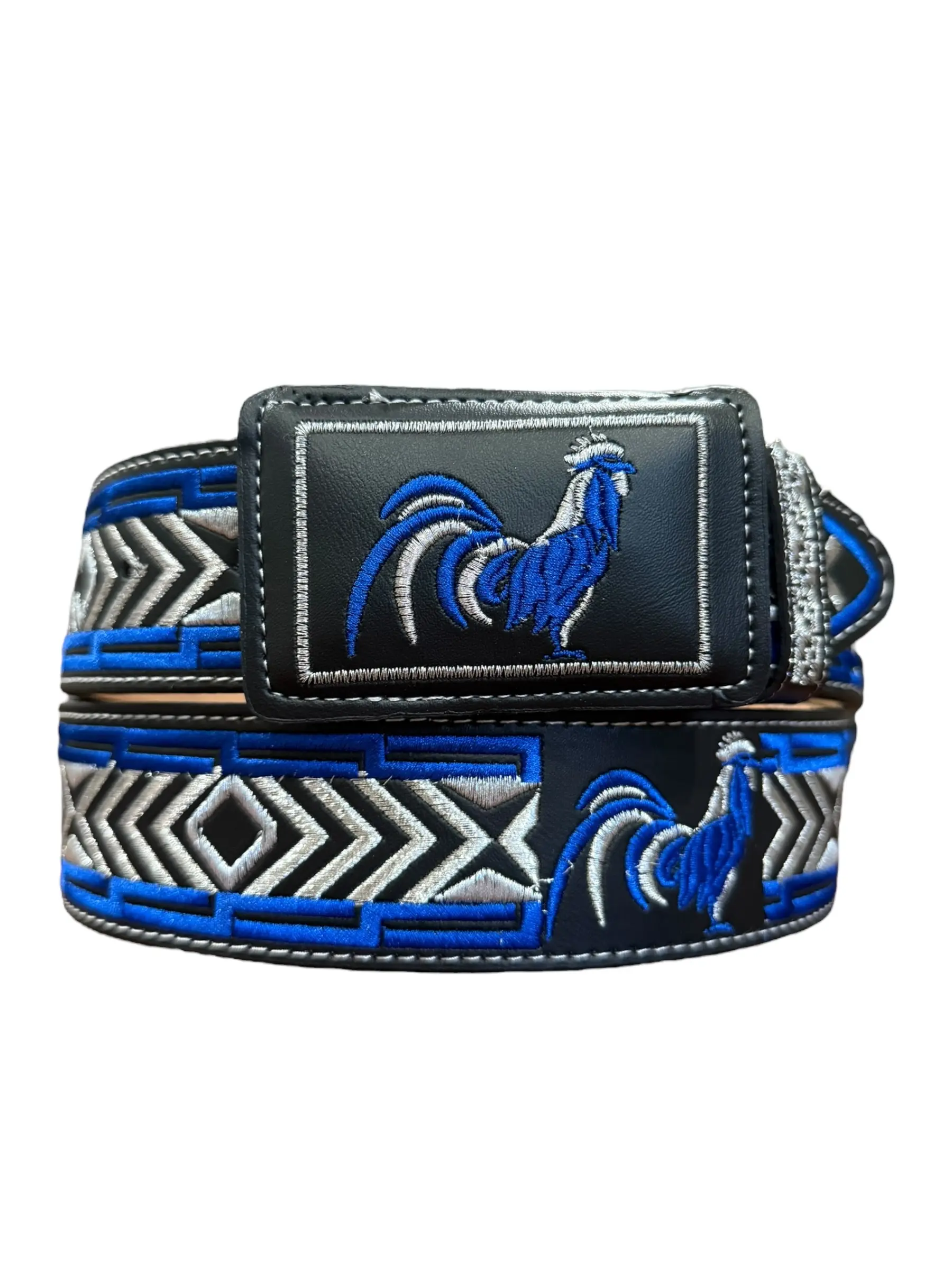 Cinto Vaquero Bordado Gallo de Piel Ancho Western Style Embroidered Rooster Leather Belt