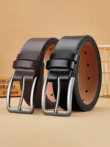 Pure Color PU Leather Casual Belt, High-Quality Versatile Belt, Suitable for All Seasons, Perfect Gift for Boys/husband/father/men