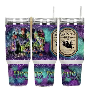 Hocus Pocus 40oz Purple Tumbler Cup with Lid, Includes Straw, Drinkingware - Bottle, Drinkware