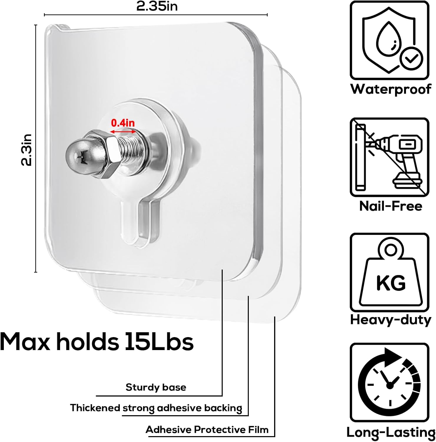 BUY 16 Get 16 Free 32-Piece No-Drill Screw Stickers, Strong Adhesive No-Nail, No Drilling Required Adhesive Wall Hooks Wall Mount Screw Hooks Picture Hangers Only for Smooth Surfaces (Not for Wallpaper/Textured Walls)