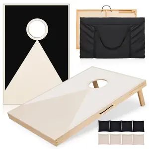 Solid Wood Premium Cornhole Set -  3 Feet x 2 Feet Game Boards, Includes Set of 8 Corn Hole Toss Bags