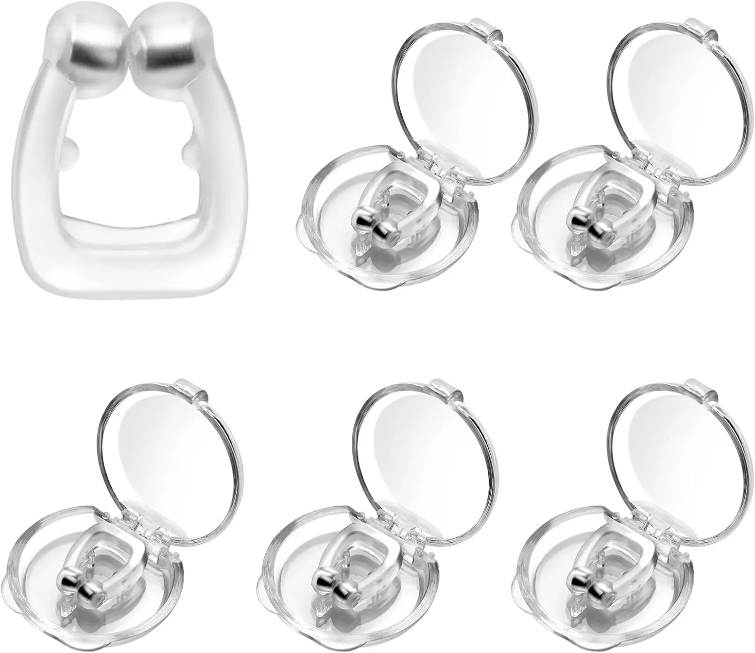 Anti Snoring Devices, Silicone Magnetic Anti Snoring Nose Clip, 6PCS Snore Stopper (White)