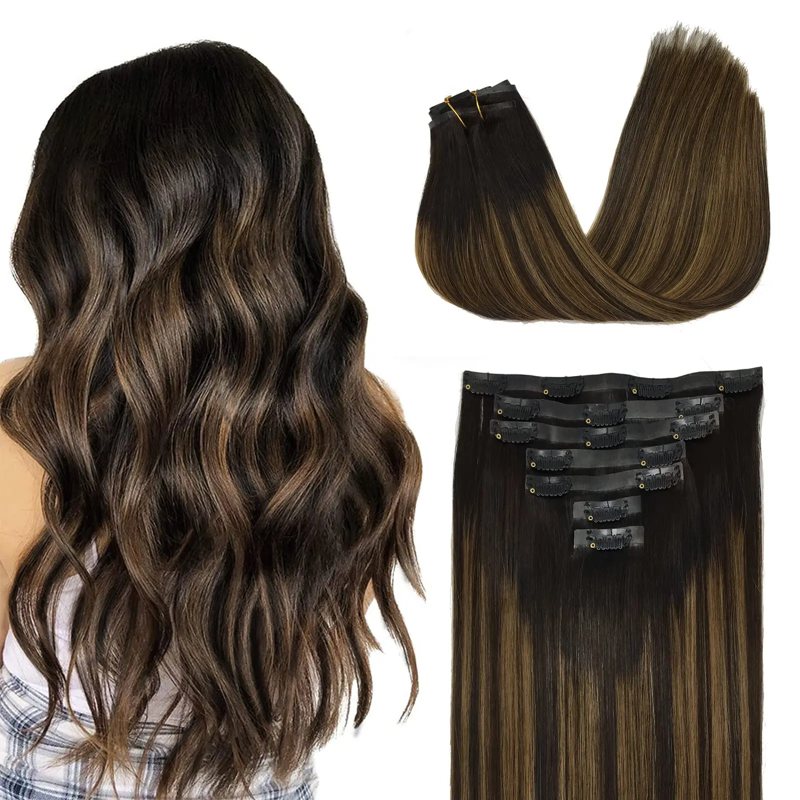 #1b/6/1b Balayage Natural Black to Chestnut Brown