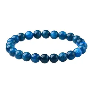 Natural Blue Phosphor Fluorite Bead Bracelet - Stone of Wisdom and Intelligence