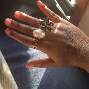 Women's Elegant Vintage Ring Set, Floral & Faux Pearl Designs, Perfect for Daily Wear, Parties, Weddings, Autumn Winter Jewelry Collection