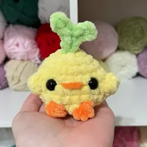 Crochet Sprout Chick, Handmade Soft Plushie