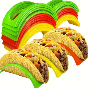 12pcs Colorful Taco Holders, Durable PP Material, Perfect for Soft or Hard Shells, Ideal for Restaurants & Home Use