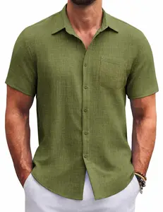 COOFANDY Mens Button Down Short Sleeve Shirts Casual Textured Shirt with Pocket Summer Beach Wedding Shirts