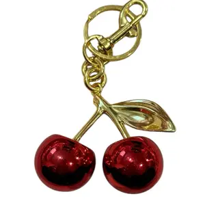 Red cherry bag charm with Gold Hardware