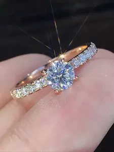 Elegant Zircon Engagement Wedding Ring Set, Perfect Valentine's Day Gift, Christmas Present Idea, Timeless Jewelry for Couples, Solitaire Engagement Ring