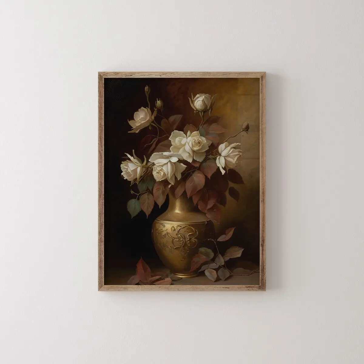 Dark Flower Painting Printable – Moody Floral Wall Art – Vintage Rose Print – Dark Academia Decor – Antique Botanical – Unframe