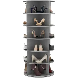Rotating Shoe Rack, 6-Tier Spinning Shoe Tower, Free Standing 360 ° Revolving Shoe Storage Organizer Lazy Susan Shoe Rack for Entryway Living Room Hallway