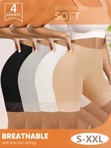 4 Pack Women's Safety Pants, Breathable Soft Lace Trim, S-Xxl Sizes Available, Comfortable, Fit & Versatile Casual Wear, High Waist Underwear
