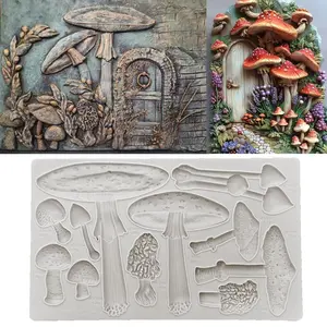 Mushroom Shape Silicone Molds for Cake Decoration, Clay Mold Sugar Art Cupcake Topper, Chocolate Baking Tool, Food Grade Material