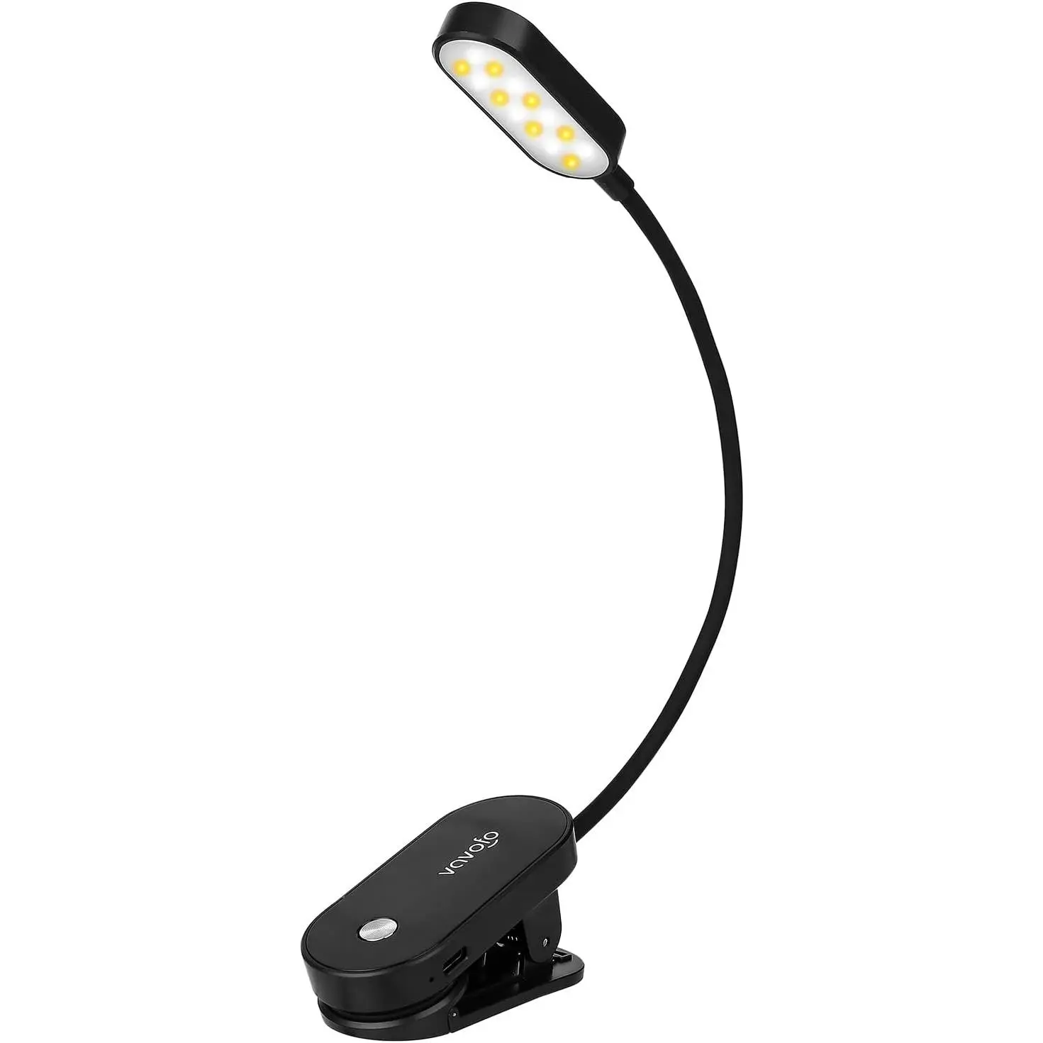 Rechargeable Book Light, 14 LEDs Eye Care Clip On Amber Reading Light for Bookworms Reading in Bed with 9 Colors 9 Brightness(Black)