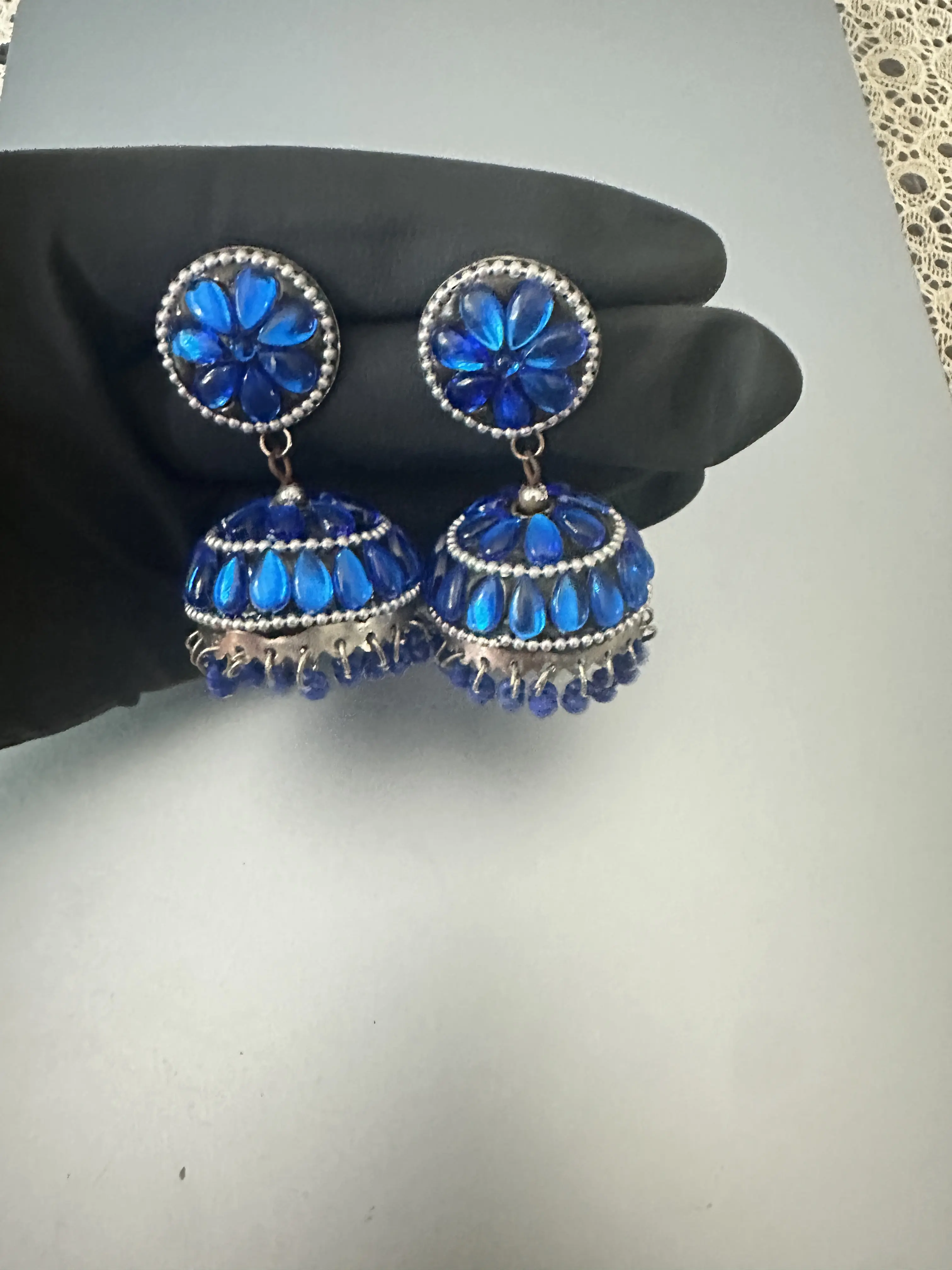 Blue Lightweight Jhumka Earrings
