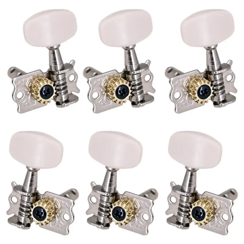 6Pcs 3R3L Guitar Tuning Pegs - Open Machine Heads, Metal Parts for Acoustic Folk Guitar Fit, Leisure & Outdoor Instrument Replacement Component