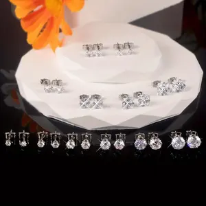 12 Pairs Stainless Steel Stud Earrings For Women Men Girls Hypoallergenic Silver Earrings Sets For Women Multipack Cubic Zirconia Earrings Studs