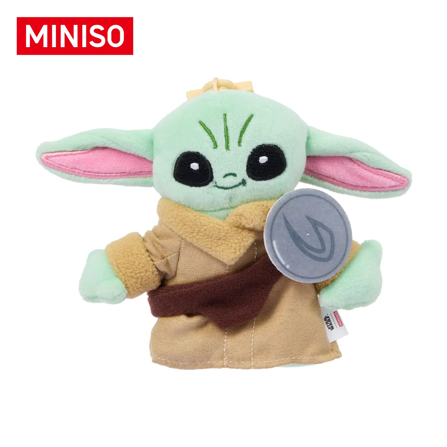 MINISO Star Wars Grogu Fluffy Stuffed Animal Plush Keychain with Shield, Soft Stuffed Pendant, Cool Bag-Backpack Accessory, Cute Baby Yoda Gift for Fans, Stuffed Animals, Cartoon Character，Back To School