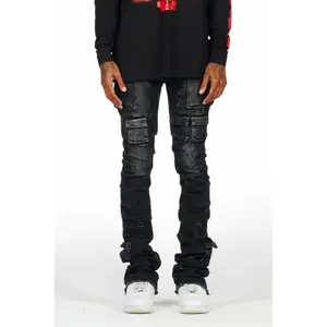Gentry Dark Grey Wash Stacked Flare Jean