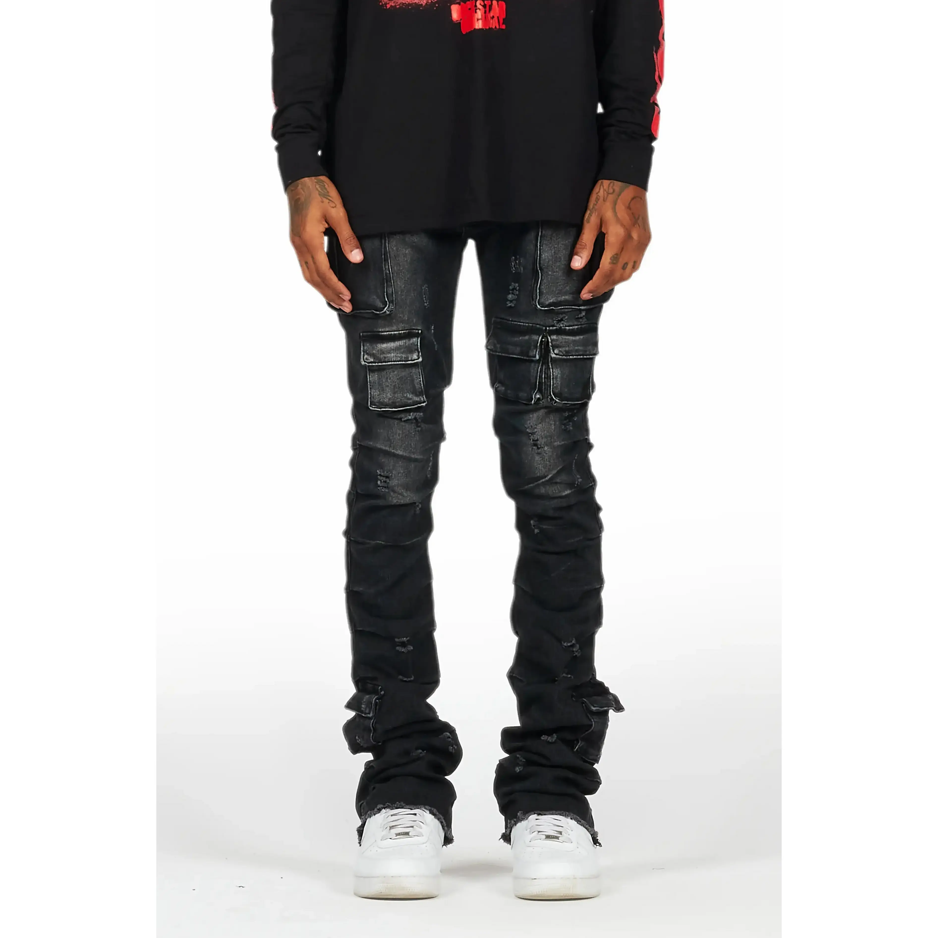Gentry Dark Grey Wash Stacked Flare Jean