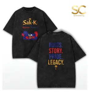 washed cotton Sak-K Haitian Crest Tee |     Roots. Story. Pride. Legacy. T-Shirt