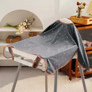 Star Print Waterproof Baby Smock Bib with Long Sleeves, Stain-Resistant & Easy-Wipe Coverall for Toddlers, Keep Clothes Clean While Eating & Painting