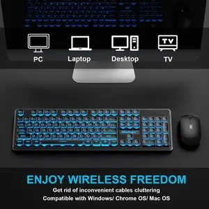 BlueFinger Wireless Gaming Keyboard And Mouse Combo, Upgraded Battery Percent Display, Rechargeable Slim Gaming Keyboard Mouse Set, Light Up Full Size Keyboard Silent Mouse Set For Computer Laptops game  boy