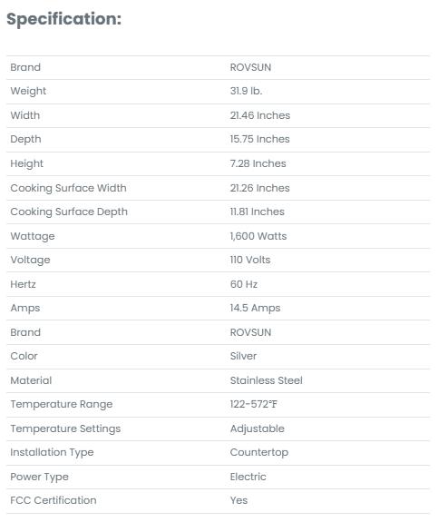 [TOP RATED - FLASH SALE] ROVSUN 22" 1600W 110V Commercial Electric Griddle Countertop