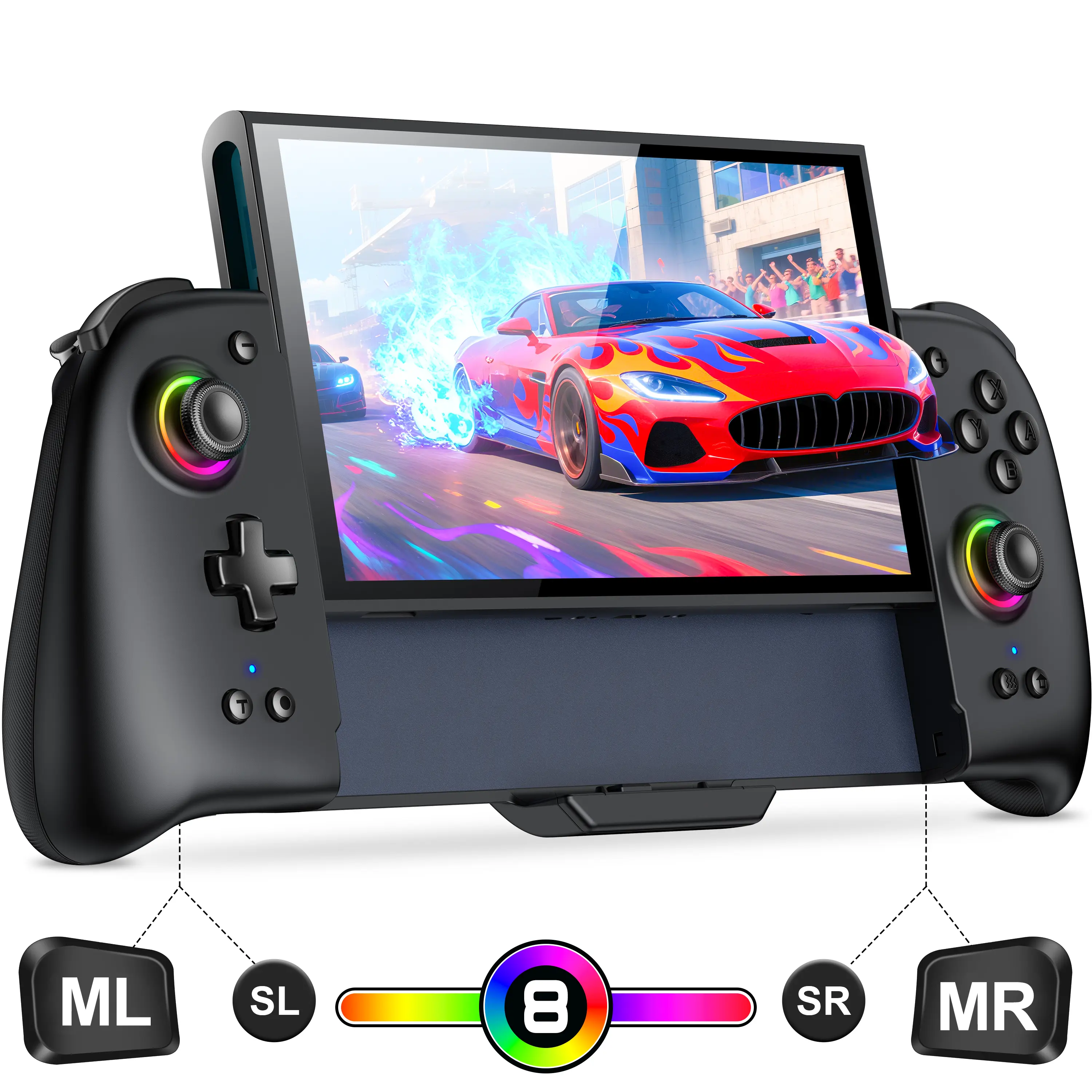 Switch 2 Controller - Hall Effect Joystick - One Piece Switch Joypad Replacement to Switch 2 Pro Controller's Feel, with 8 RGB Lighting, Turbo, Macro, KeyLinker App