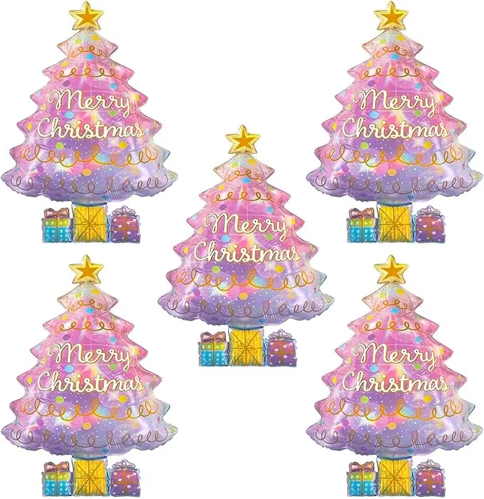 5Pcs Pink Christmas Tree Balloons Christmas  Balloons for Christmas Party Supplies Birthday Party Decoration