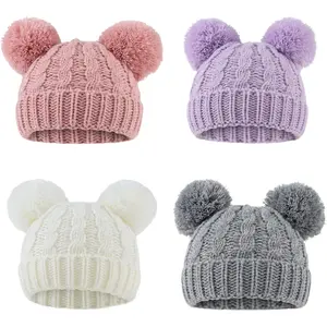 Baby Girl Beanie Winter Baby Boy Hat with Pom pom Warm Infant Knitted Hats Toddler Kid Beanies