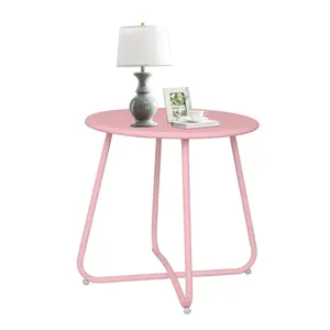 Pink Outdoor Iron Plate Table On-Site