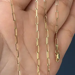 14k gold paperclip chain       20 inches length and 2.1 mm wide