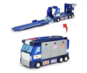 Robocar POLI Toys, Mobile Headquarters, 3-in-1 Transforming Police HQ Trailer Truck Toy with Vehicle Launchers & 1 Poli Die-Cast Car, Kids Toys for Ages 3 and up