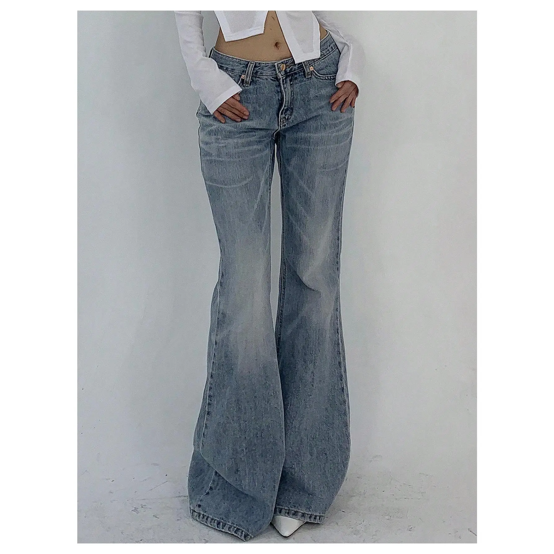 Women's Jeans Solid Color Skinny Flare Leg Denim Pants Summer Going Out Jeans