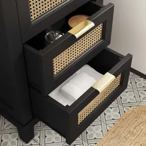 Modway Dixie 24” Solid Wood Bathroom Vanity Cabinet in Black Black