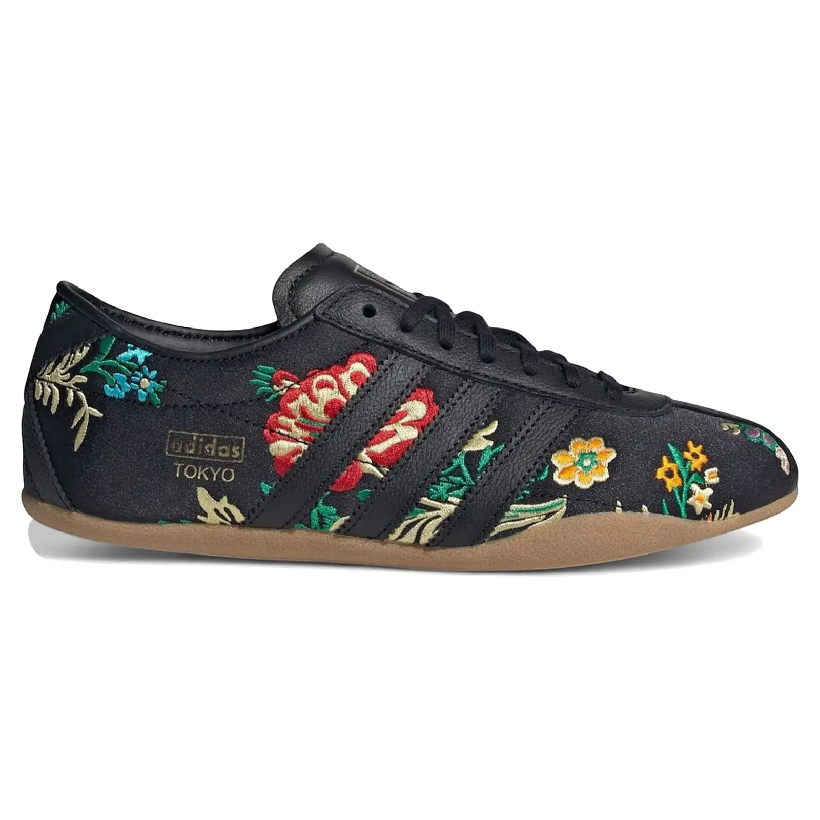 Adidas Women's Casual Sneakers, Tokyo Black Trainers with Floral Embroidery - 100% Authenticity Guaranteed, Casual Wear, Round Toe, Embroidered Flowers, Shoe, Footwear, Brand New & Original, Closed, Training, No, Us W 10, Everyday Shoes